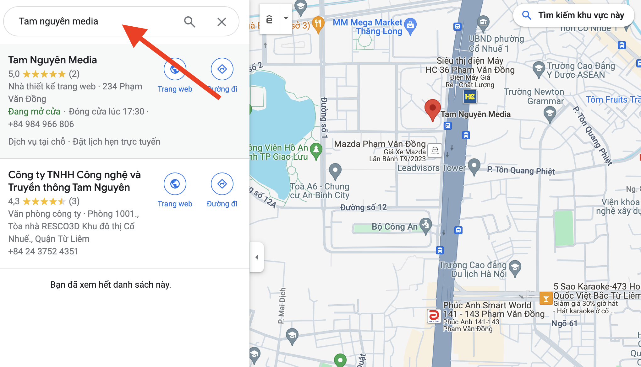 googlemap - Công ty Thiết Kế Website Tam Nguyên