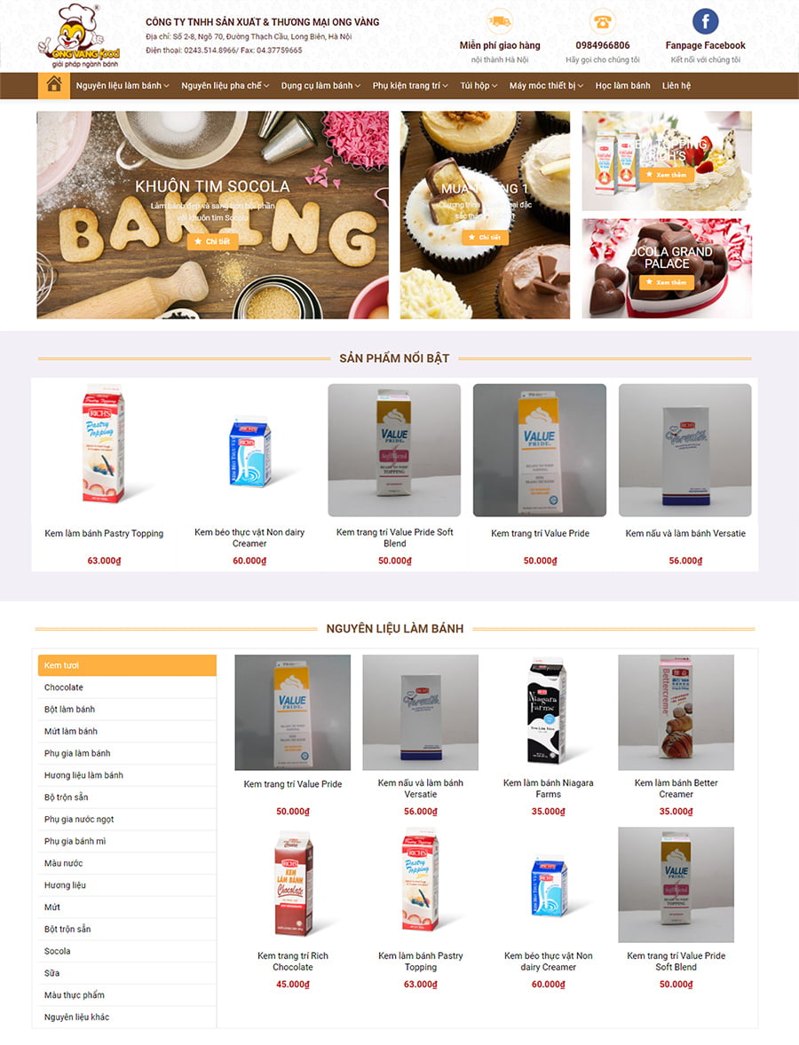 mau website cong ty lam banh - Công ty Thiết Kế Website Tam Nguyên