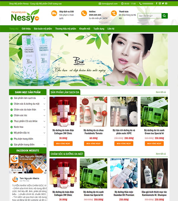 thiet ke website shop my pham nessy 1 - Công ty Thiết Kế Website Tam Nguyên