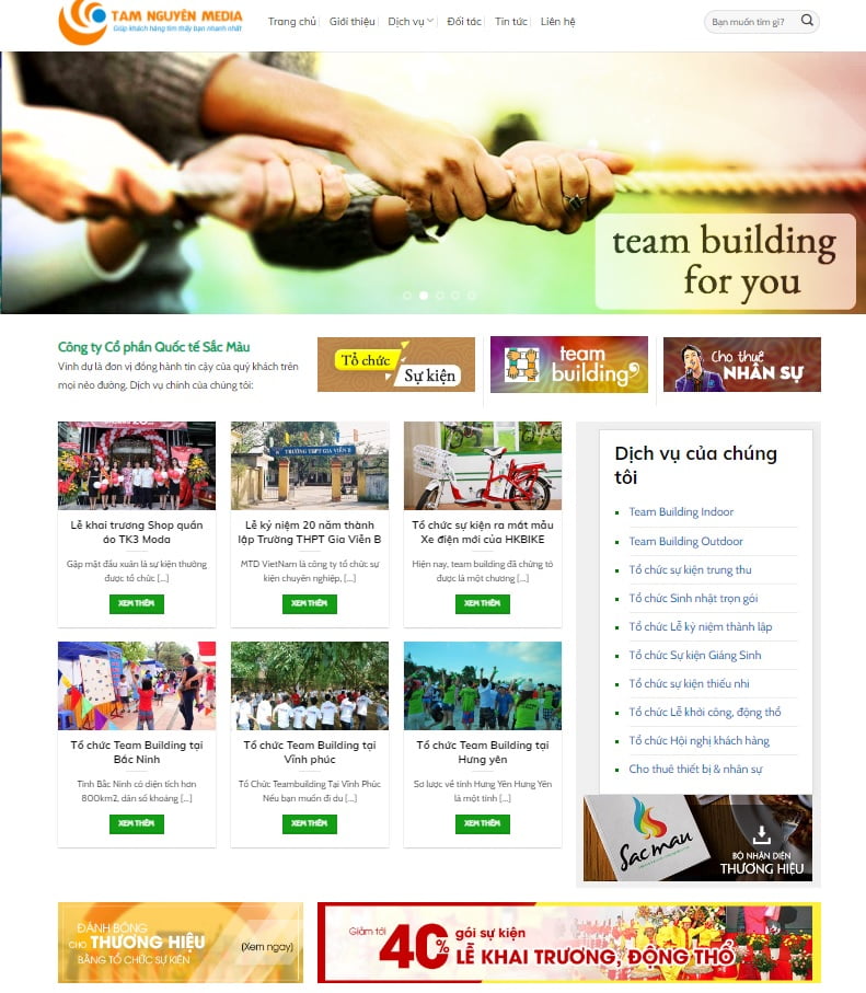 thiet ke website to chuc su kien team building - Công ty Thiết Kế Website Tam Nguyên