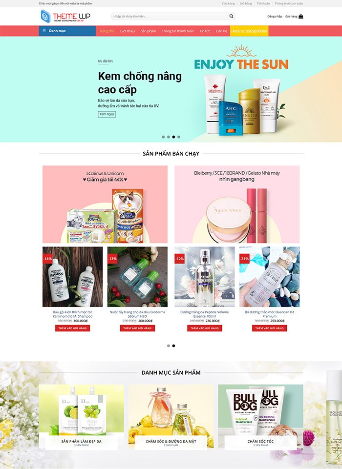 theme my pham dep - Công ty Thiết Kế Website Tam Nguyên