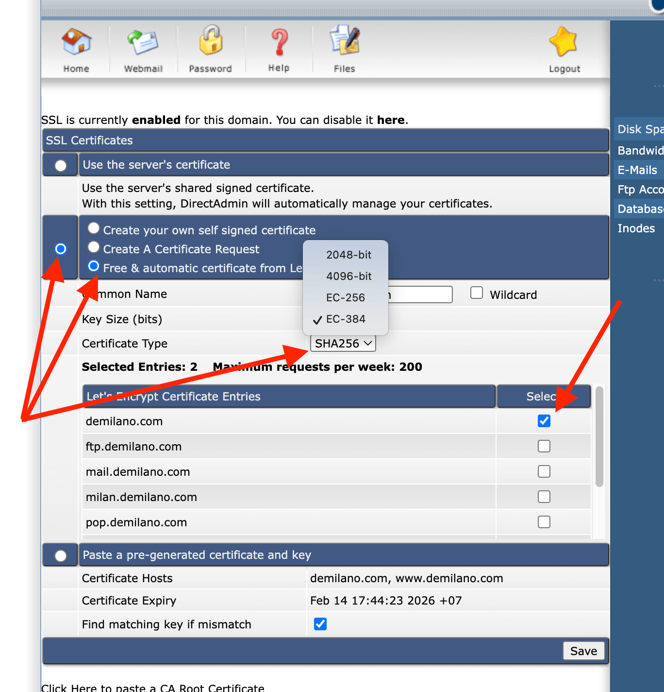 Hướng dẫn Cài đặt SSL miễn phí Hosting Directadmin Tam Nguyên Media cai ssl 3 - Công ty Thiết Kế Website Tam Nguyên