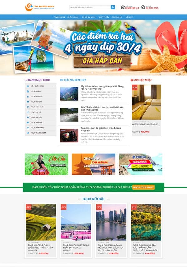 Thiết kế website du lịch, khách sạn trong nước Tam Nguyên Media Thiết kế website du lịch, khách sạn trong nước