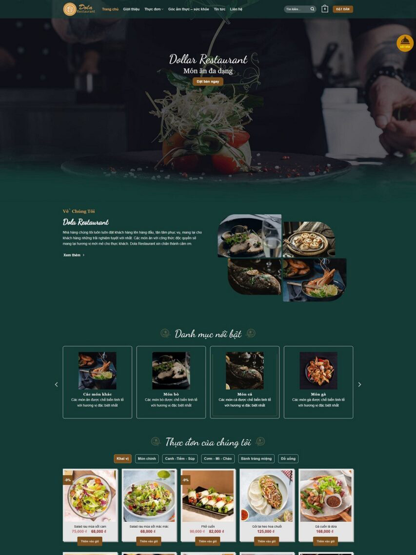 Thiết kế website nhà hàng Dola Restaurant chuyên nghiệp Tam Nguyên Media Thiết kế website nhà hàng Dola Restaurant chuyên nghiệp