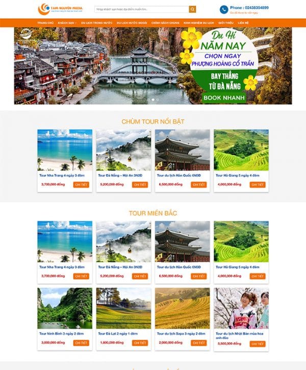 Thiết kế website bán tour du lịch, khách sạn chuyên nghiệp Tam Nguyên Media Thiết kế website bán tour du lịch, khách sạn chuyên nghiệp