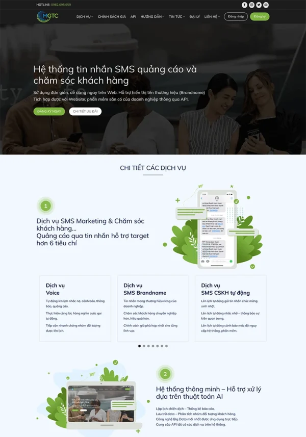 Thiết kế website dịch vụ SMS chuyên nghiệp Tam Nguyên Media Thiết kế website dịch vụ SMS chuyên nghiệp