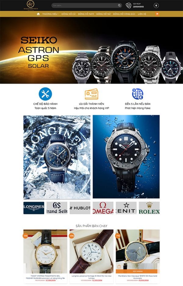 Thiết kế website bán hàng đồng hồ chuyên nghiệp Tam Nguyên Media Thiết kế website bán hàng đồng hồ chuyên nghiệp