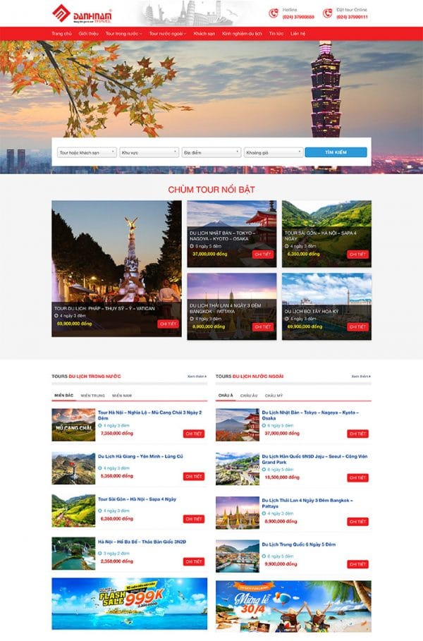 Thiết kế website kinh doanh tour du lịch & khách sạn chuyên nghiệp Tam Nguyên Media Thiết kế website kinh doanh tour du lịch & khách sạn chuyên nghiệp