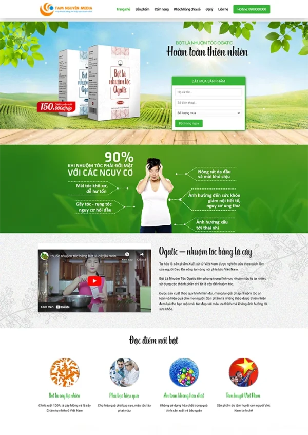 Thiết kế website bột lá nhuộm tóc chuyên nghiệp Tam Nguyên Media Thiết kế website bột lá nhuộm tóc chuyên nghiệp