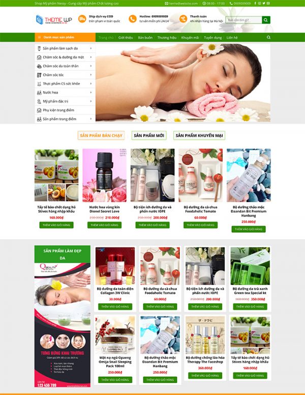 Thiết kế website bán hàng mỹ phẩm Online Tam Nguyên Media Thiết kế website bán hàng mỹ phẩm Online