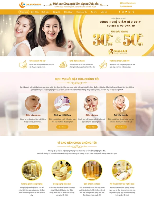 Thiết kế website thẩm mỹ viện công nghệ châu âu Tam Nguyên Media Thiết kế website thẩm mỹ viện công nghệ châu âu