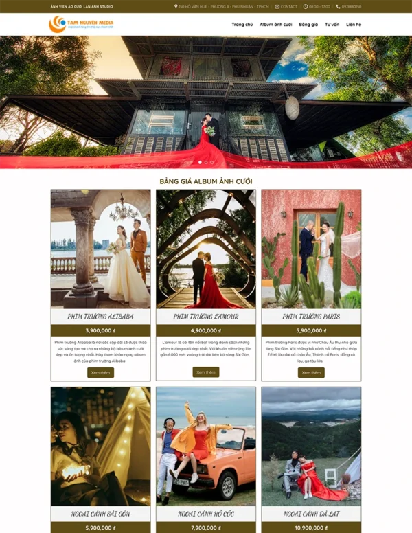 Thiết kế website ảnh viện áo cưới giá rẻ Tam Nguyên Media Thiết kế website ảnh viện áo cưới giá rẻ