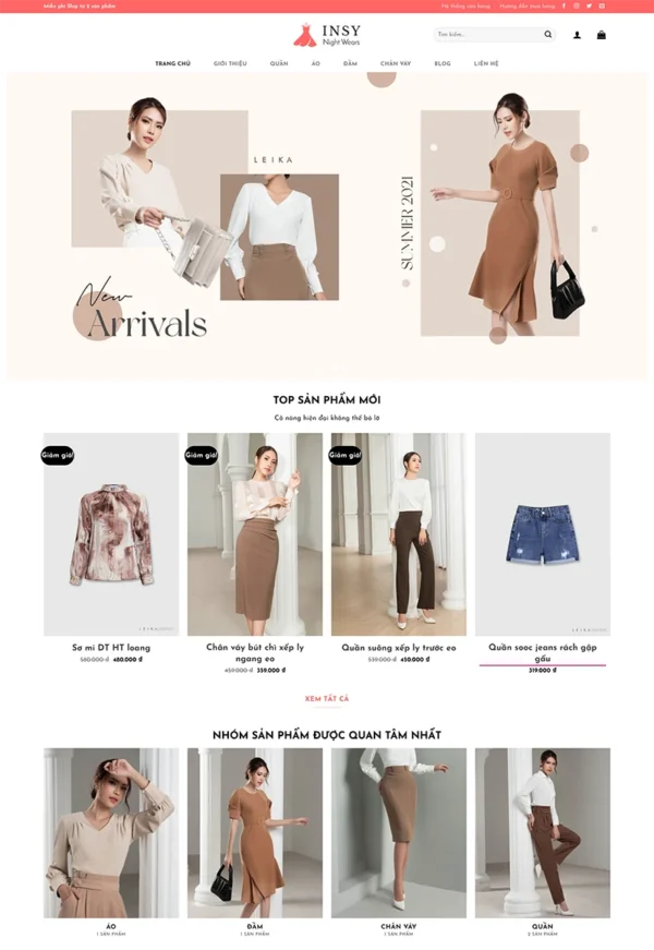 Thiết kế web bán hàng thời trang Tam Nguyên Media Thiết kế website thời trang nữ giá rẻ