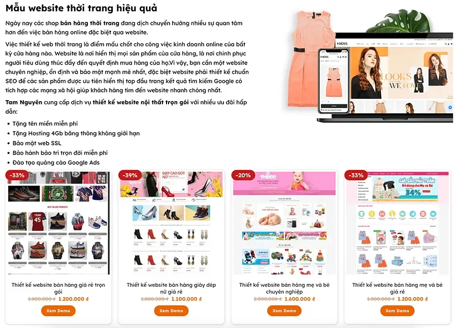 Thiết kế web bán hàng thời trang Tam Nguyên Media web thoi trang - Công ty Thiết Kế Website Tam Nguyên