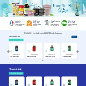 Thiết kế website thực phẩm chức năng hàng nội địa Nhật, Pháp