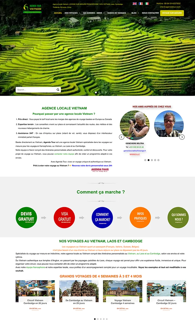 Giải pháp thiết kế website du lịch pháp cho Agendatour