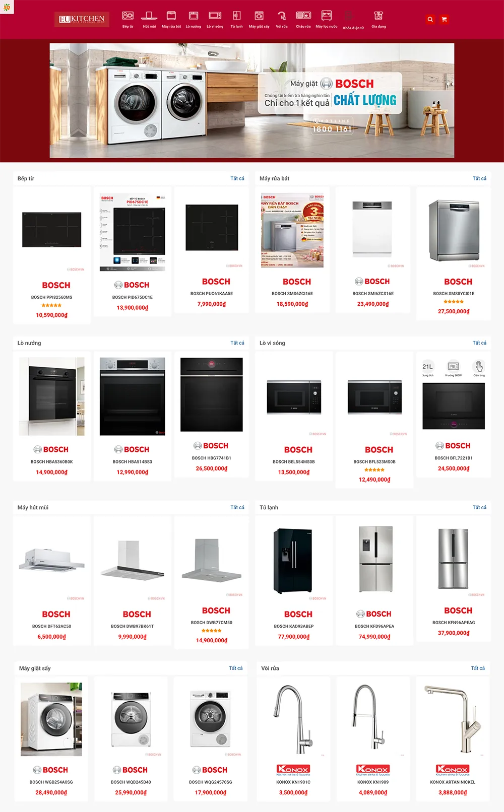 Giao diện website Bosch-vn sau khi hoàn thành