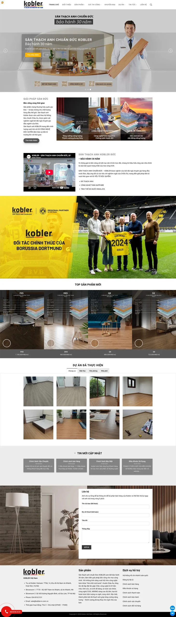 Case Study: Combo Thiết Kế Website & Google Ads Sàn thạch anh Kobler Tam Nguyên Media Giao diện website Kobler Việt Nam