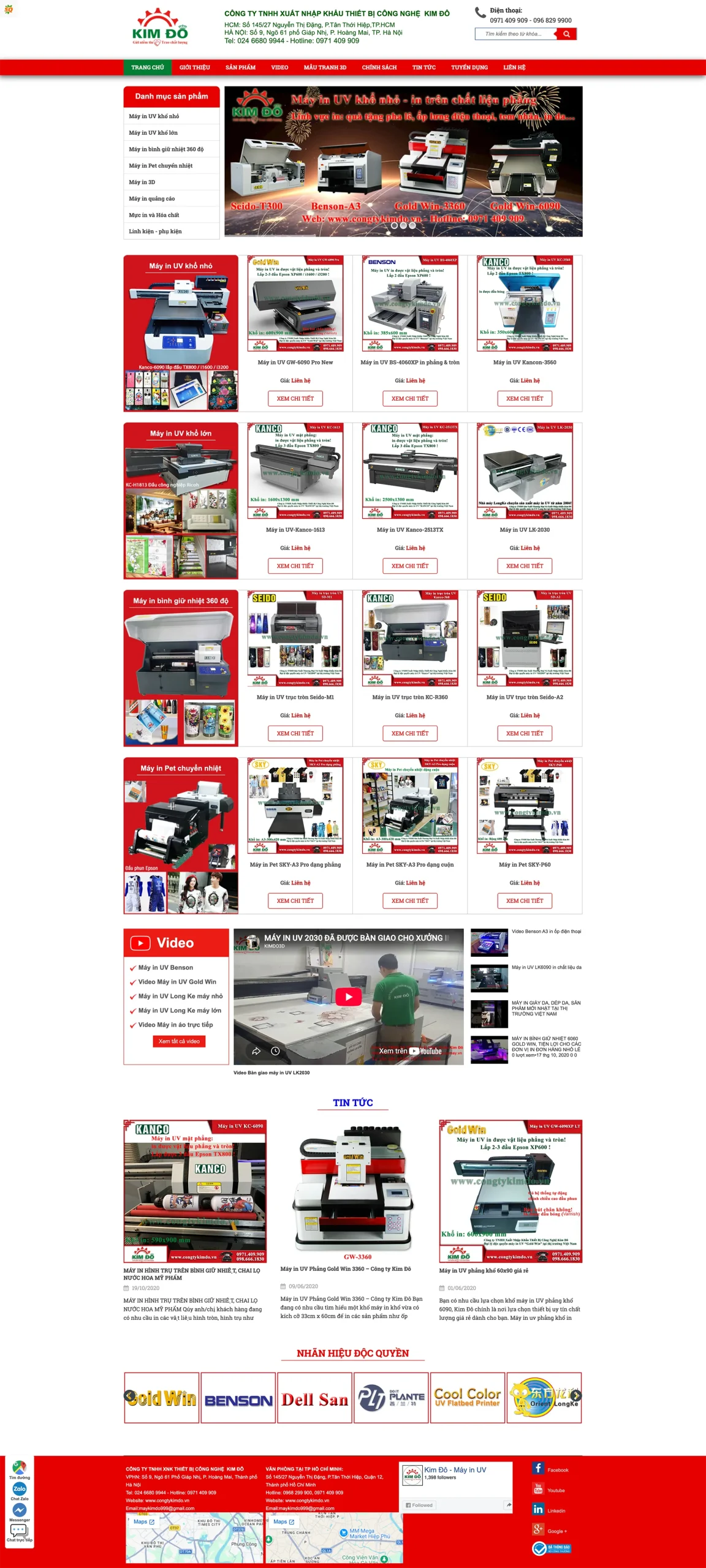Giao diện website máy in Kim Đô