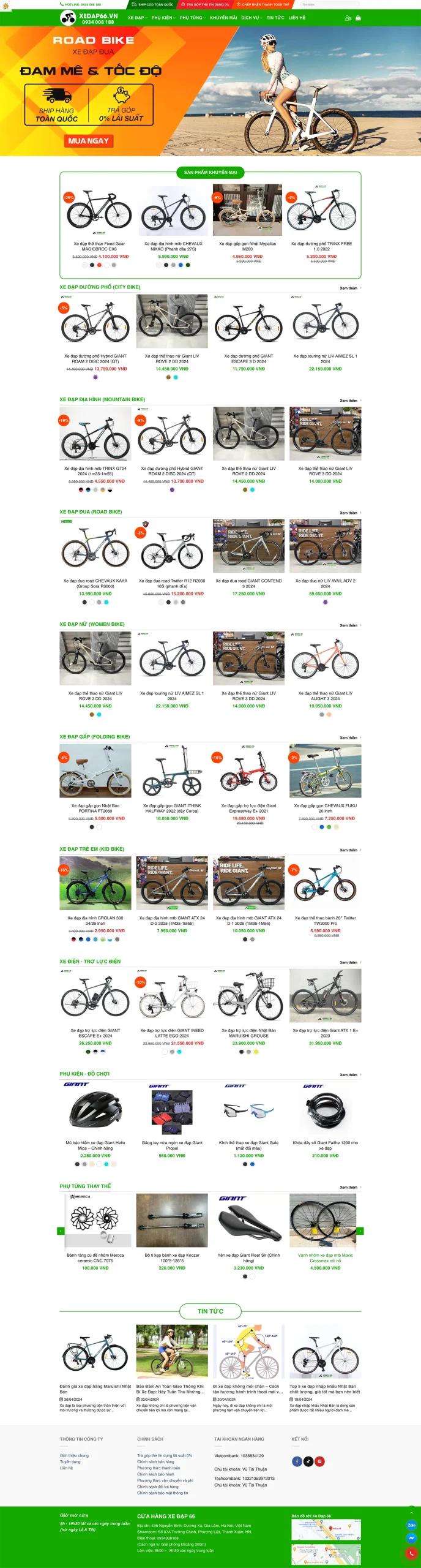 Case Study: Combo Thiết Kế Website & SEO Thương Hiệu Xe Đạp 66 Tam Nguyên Media Giao diện website Xedap66